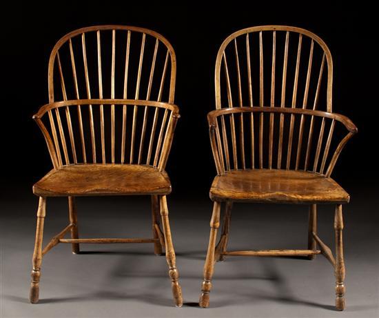 Pair of Windsor style mixed wood