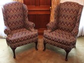 PAIR OF WINGBACK ARMCHAIRS PAI