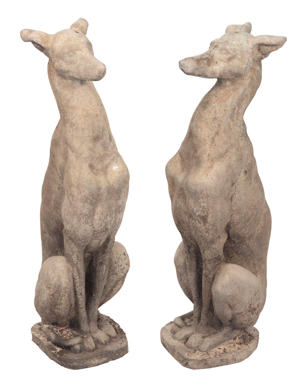 PAIR OF WONDERFUL CEMENT WHIPPETS