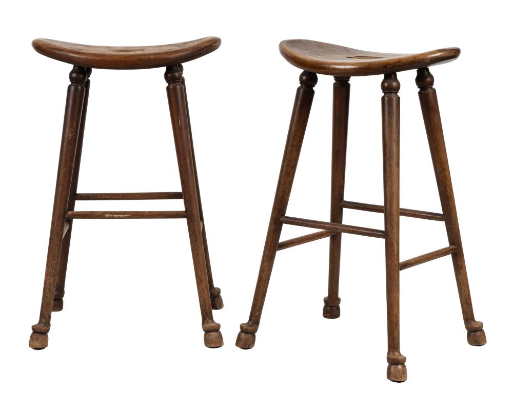 PAIR OF WOOD BAR STOOLSpartial