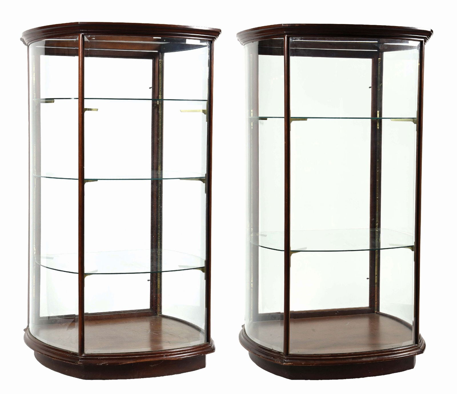 PAIR OF WOOD & BEVELED GLASS