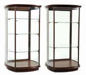PAIR OF WOOD & BEVELED GLASS D