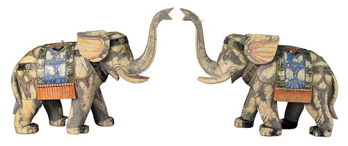PAIR OF WOOD CARVED AND PAIN
