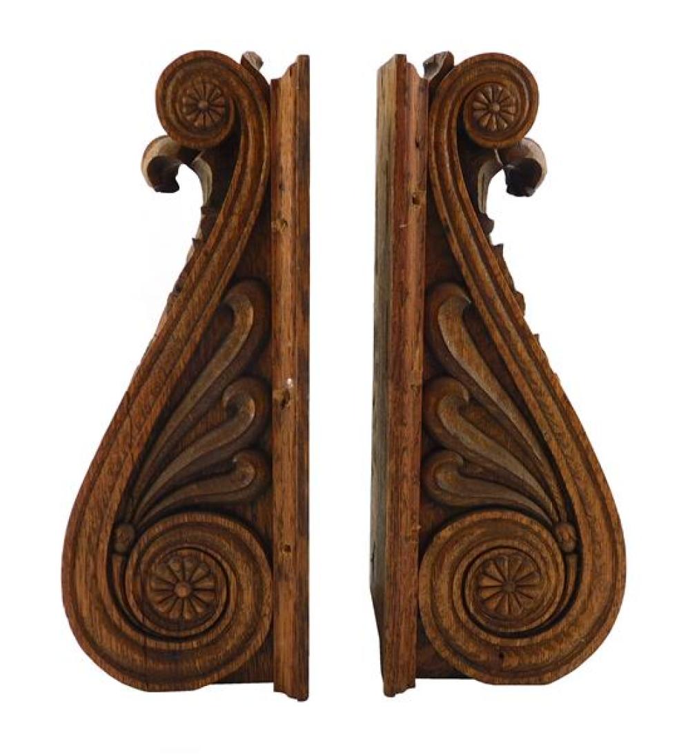 PAIR OF WOOD CARVED ARCHITECTURAL