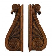 PAIR OF WOOD CARVED ARCHITECTU