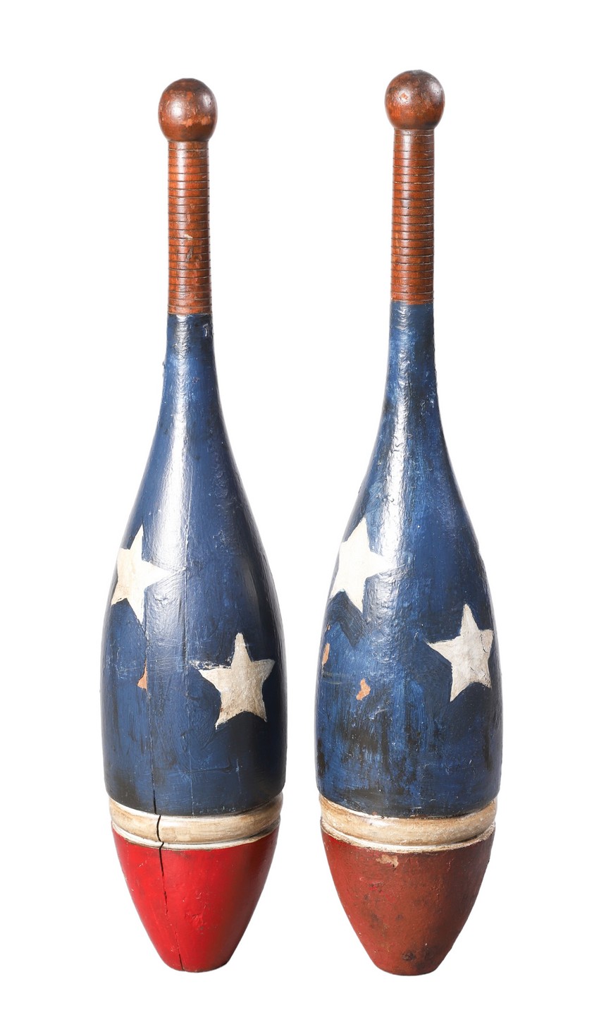 Pair of wooden American folk art