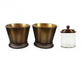 PAIR OF WOODEN WASTE BASKETS A