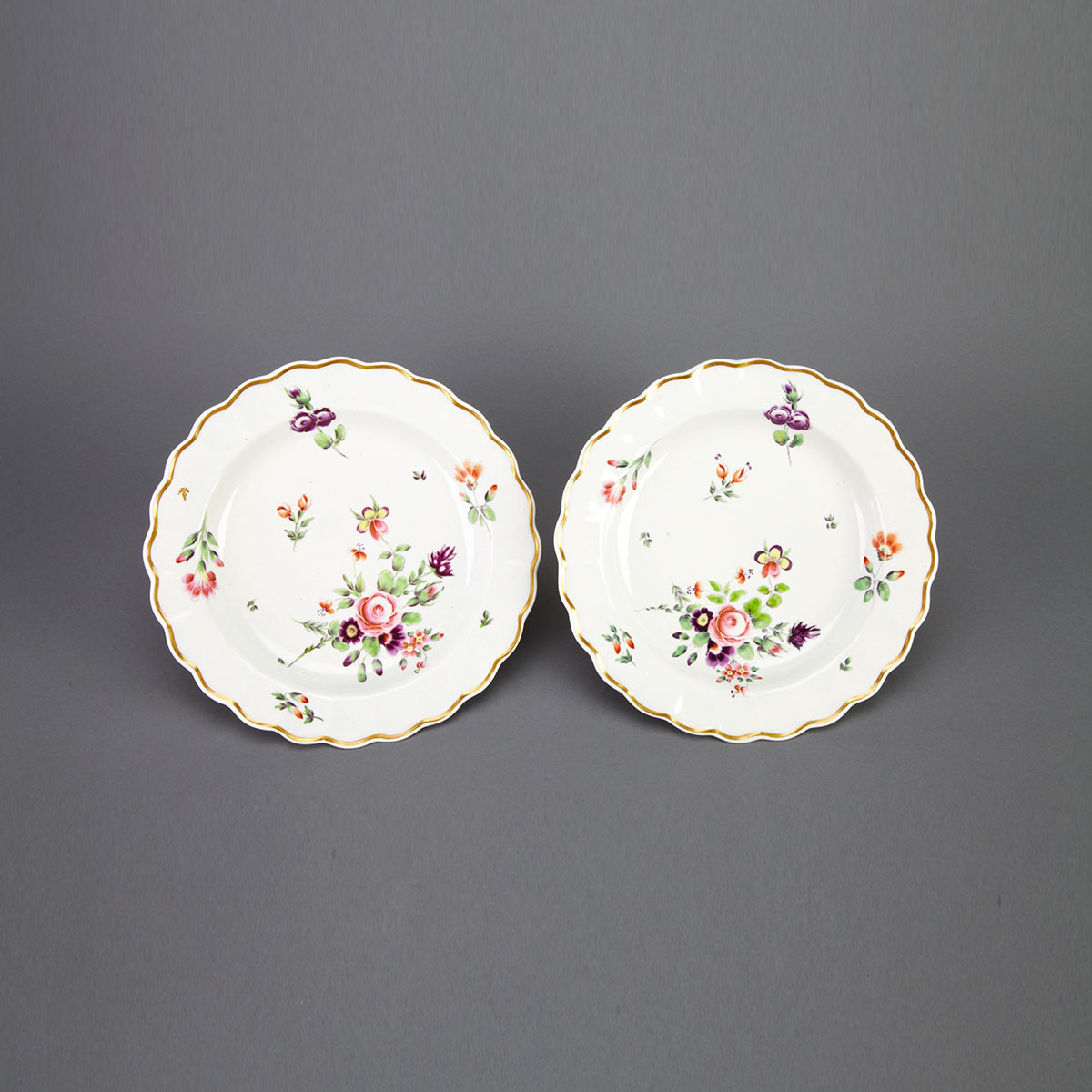Pair of Worcester Flower Painted
