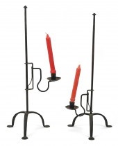 PAIR OF WROUGHT IRON ADJUSTABL