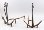 PAIR OF WROUGHT IRON ANCHOR-FO