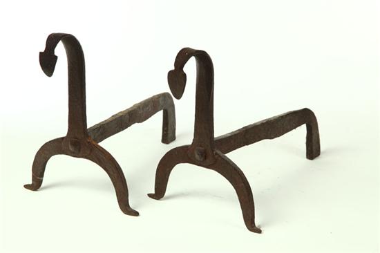 PAIR OF WROUGHT IRON ANDIRONS. 