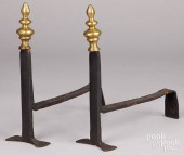 PAIR OF WROUGHT IRON ANDIRONS,