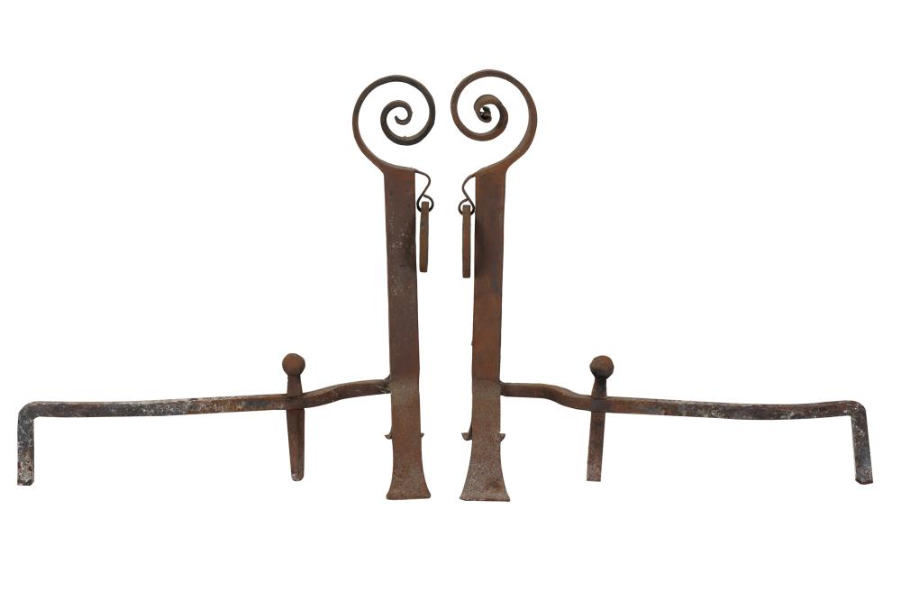 PAIR OF WROUGHT IRON