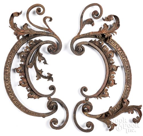 PAIR OF WROUGHT IRON
