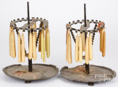 PAIR OF WROUGHT IRON CANDLE DR