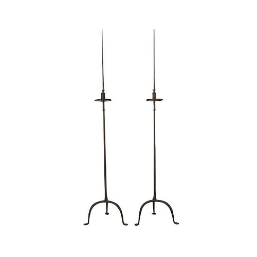 PAIR OF WROUGHT IRON CANDLE