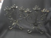 Pair of Wrought Iron Candleabr