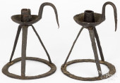 PAIR OF WROUGHT IRON CANDLEHOL