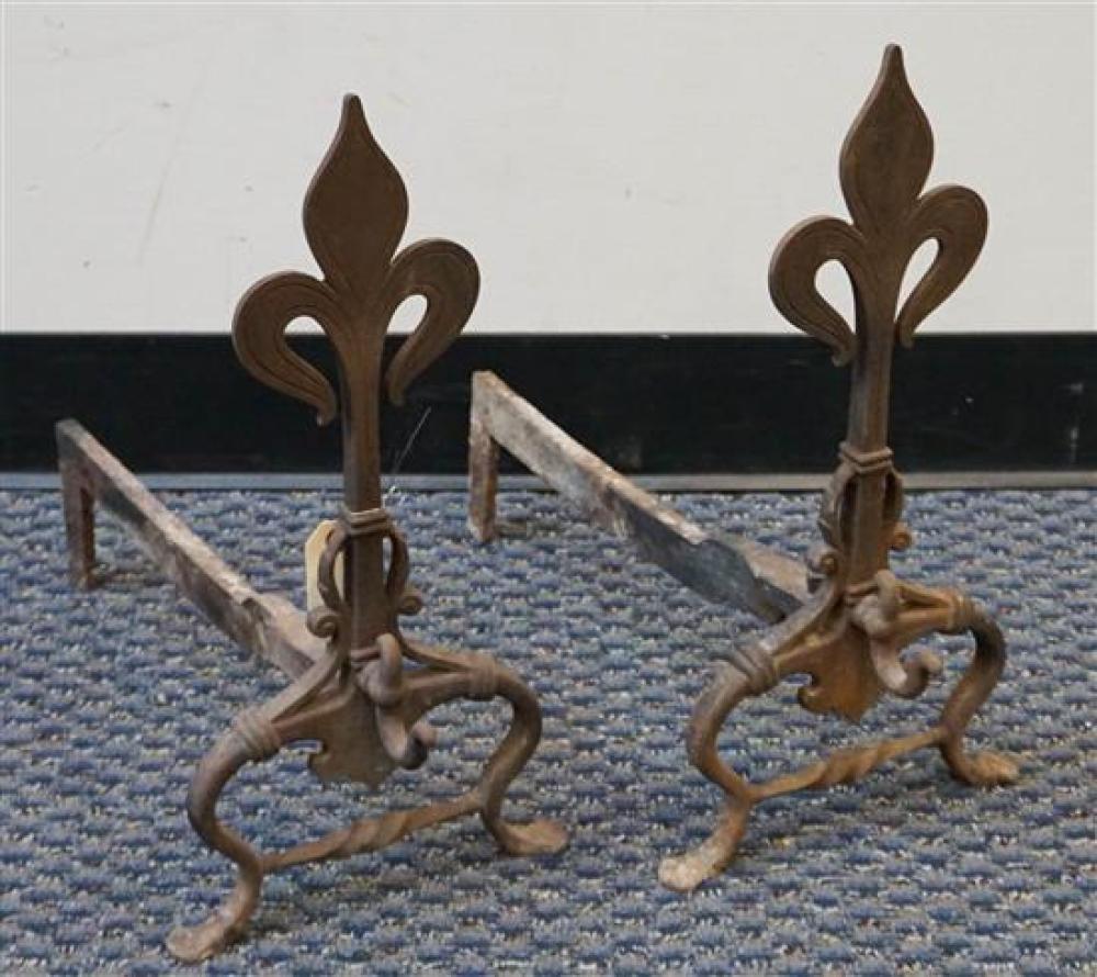 PAIR OF WROUGHT IRON 'FLEUR DE LIS'