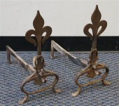 PAIR OF WROUGHT IRON 'FLEUR DE