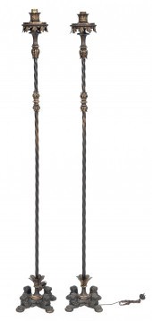 PAIR OF WROUGHT IRON FRENCH-ST