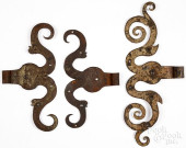PAIR OF WROUGHT IRON RAMS HORN