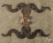 PAIR OF WROUGHT IRON RAMS HORN