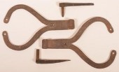 PAIR OF WROUGHT IRON RAMS HORN