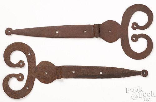 PAIR OF WROUGHT IRON RAM'S HORN