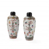 PAIR OF WUCAI 'BOGU' VASES
QIN