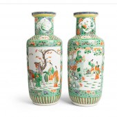 PAIR OF WUCAI ROULEAU VASES
20