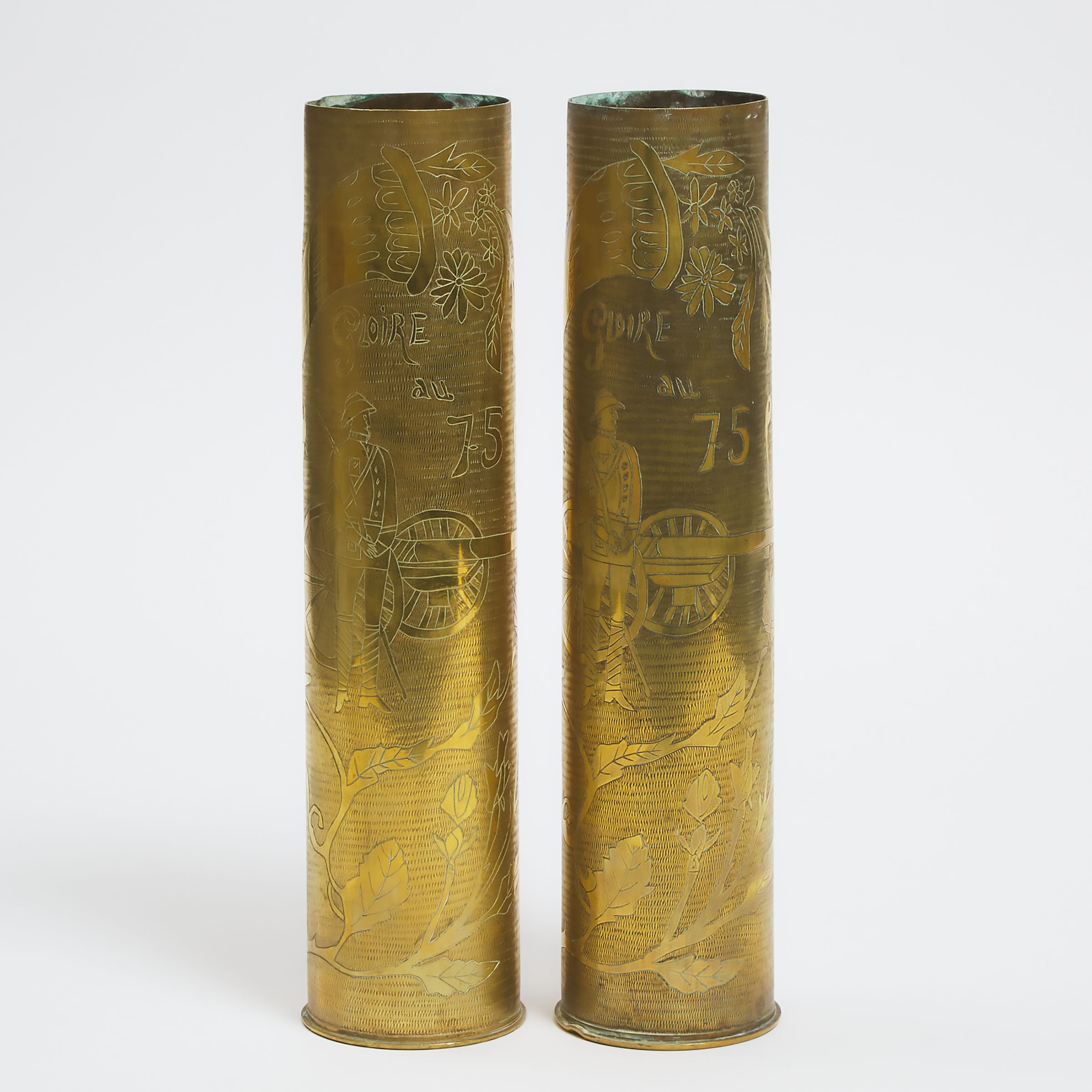 Pair of WWI Propaganda Trench Art