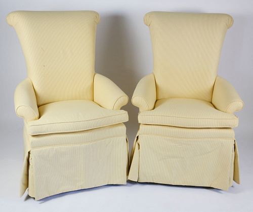 PAIR OF YELLOW AND WHITE TICKING