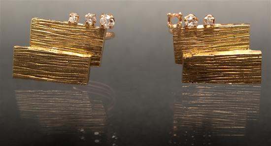 Pair of yellow gold and diamond