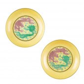 PAIR OF YELLOW-GROUND AUBERGIN