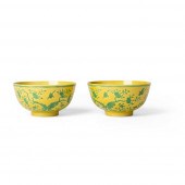 PAIR OF YELLOW-GROUND GREEN-EN
