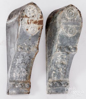 PAIR OF ZINC ARCHITECTURAL COR
