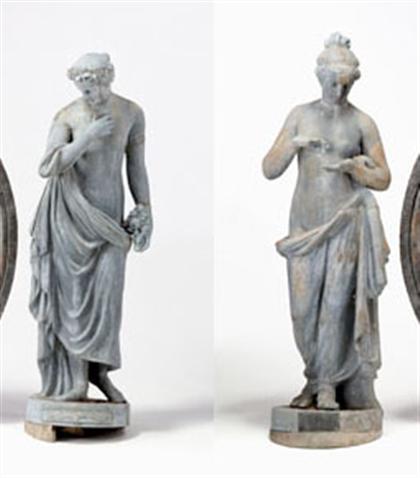 Pair of  zinc  garden figures   