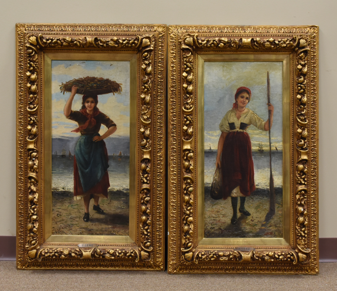 PAIR OIL PAINTING OF GIRLS, BY G.