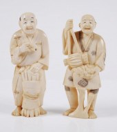 PAIR OLD CHINESE CARVED IVORY