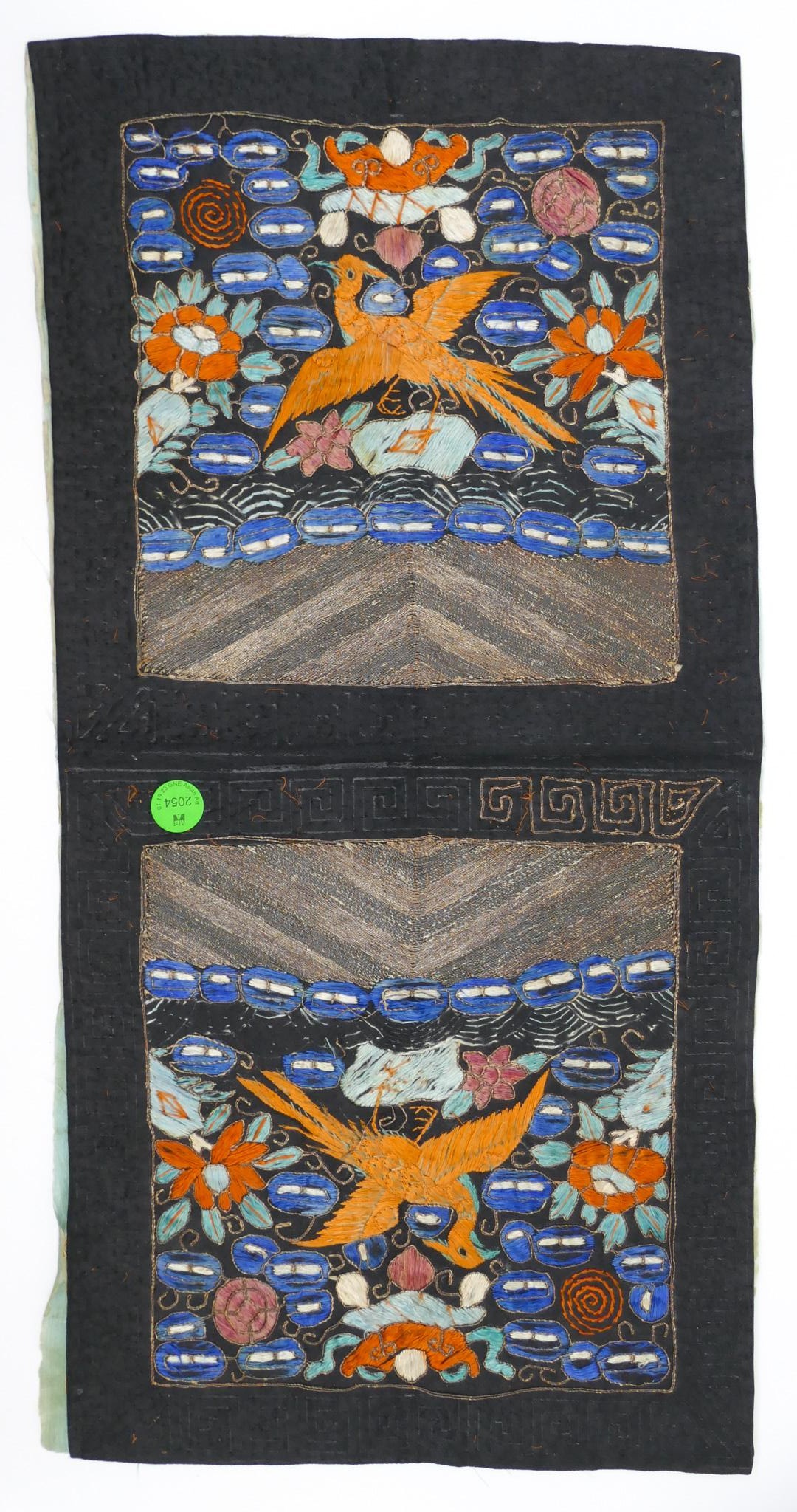 Pair Old Chinese Silk Embroidered