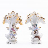 PAIR, OLD PARIS SPILL VASES WI