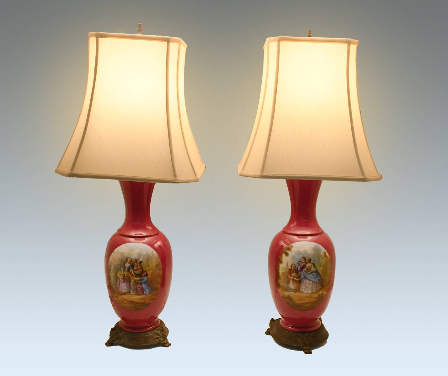 PAIR OLD PARIS STYLE PORCELAIN