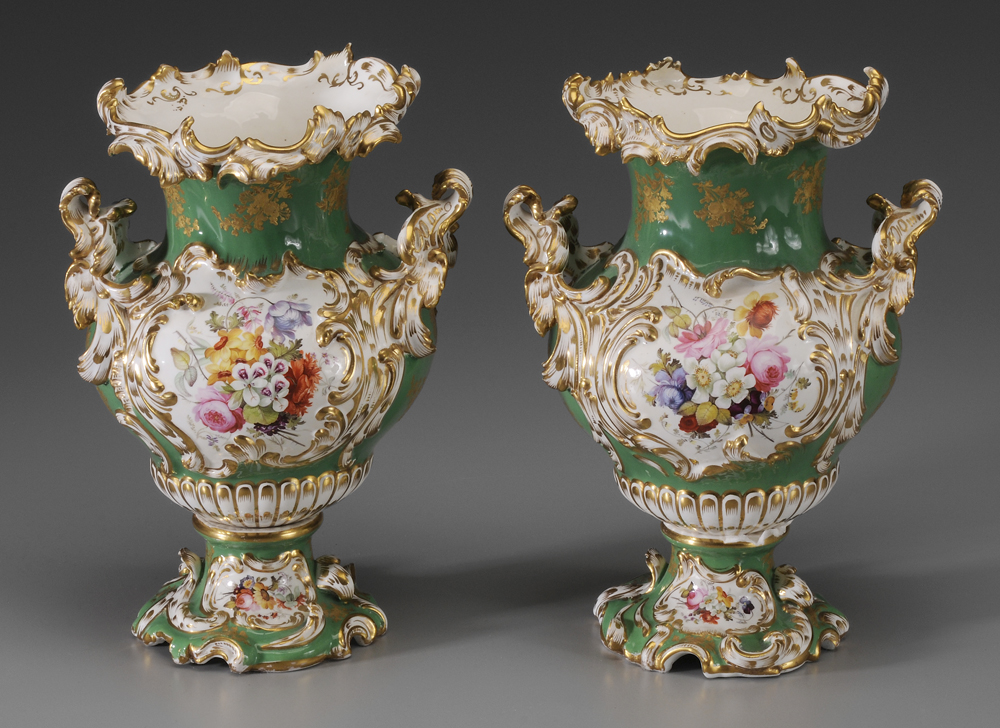 Pair Old Paris Vases French,
