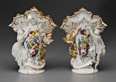Pair Old Paris vases: hand