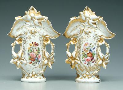 Pair Old Paris vases: hand