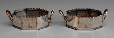 Pair Old Sheffield Plate Wine