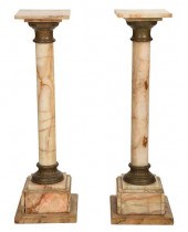 PAIR ONYX AND BRONZE MOUNTED C