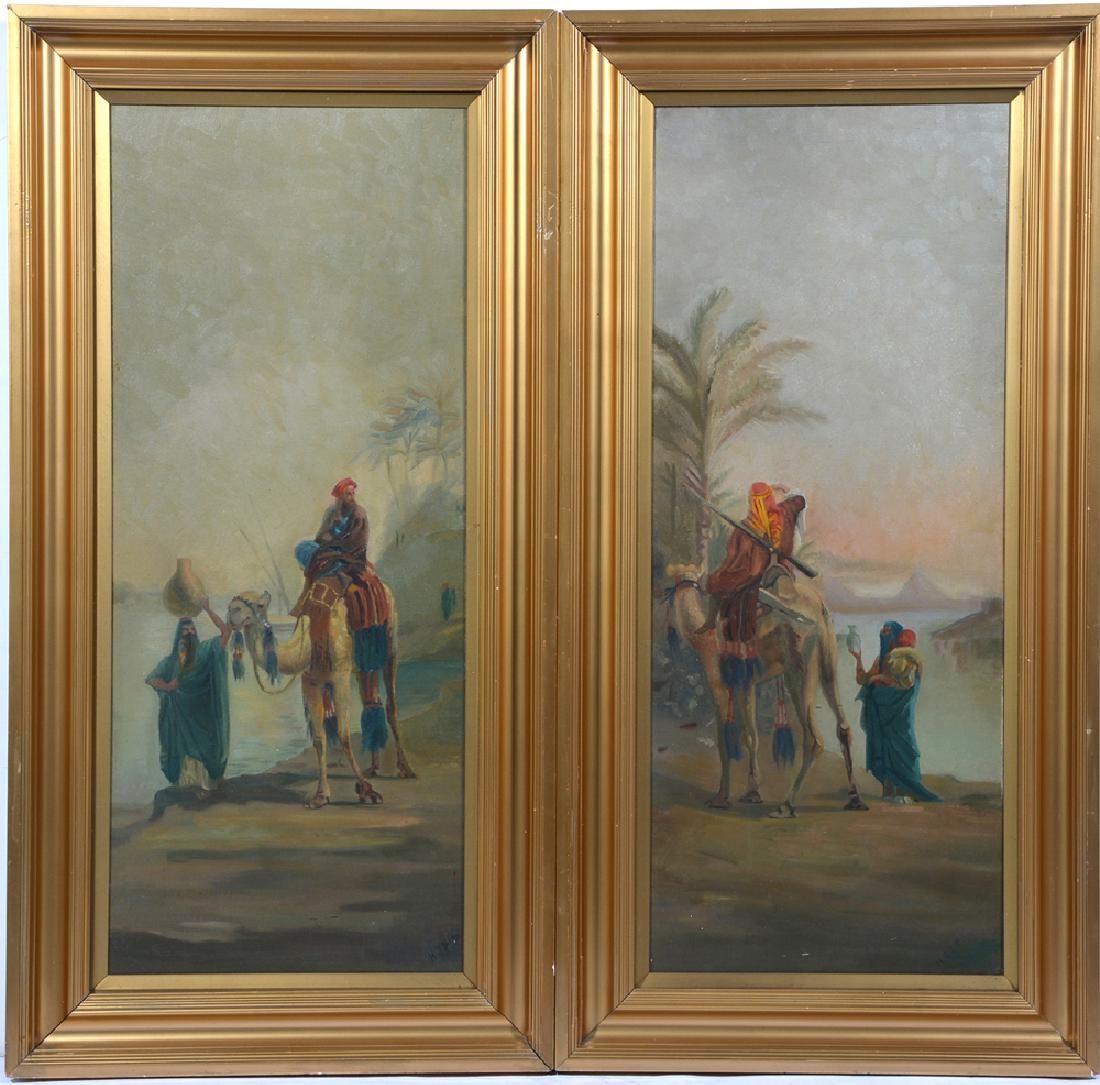 PAIR ORIENTALIST PAINTINGS, ARAB