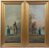 PAIR ORIENTALIST PAINTINGS, AR